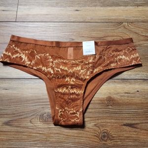 Auden Panties Womens M Brown Lace  Mesh Cheeky Underwear NEW